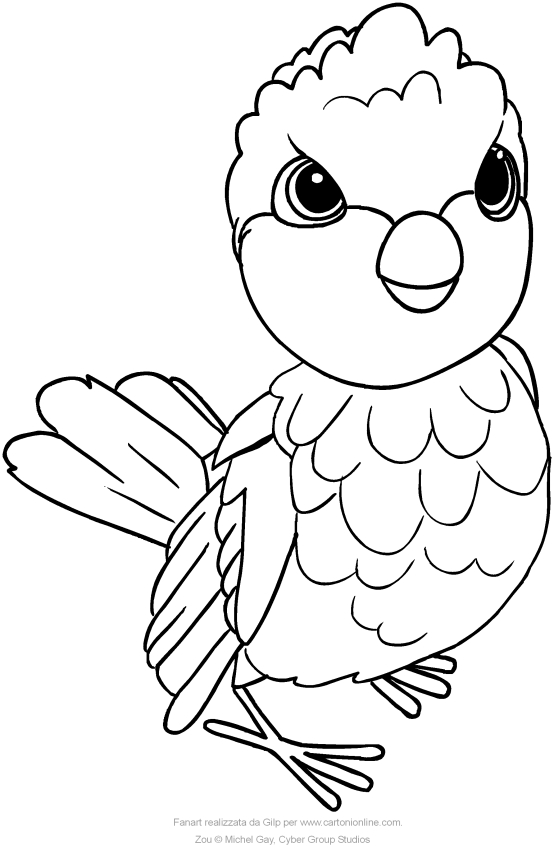  Poc the bird of Zou coloring page to print