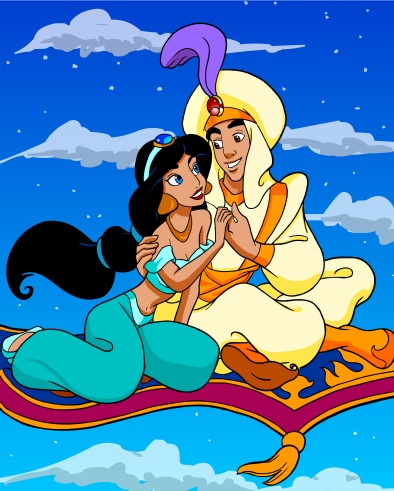 Aladdin and Jasmine in the flying carpet