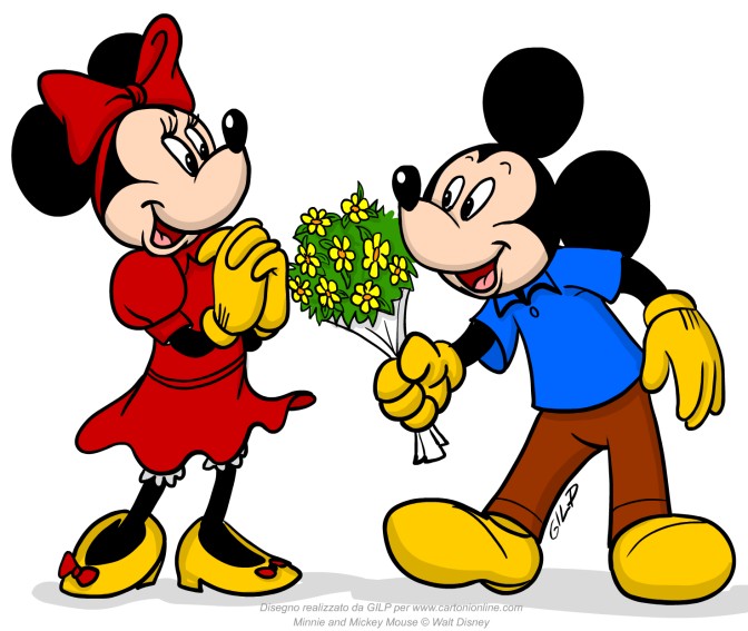 Minnie riceve i fiori da Topolino