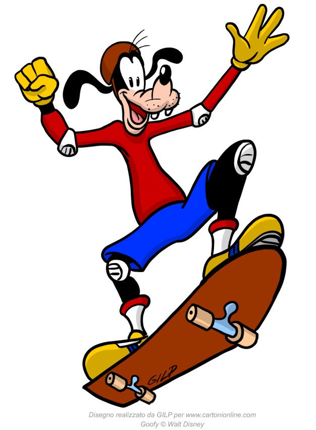 Pippo sullo skateborad