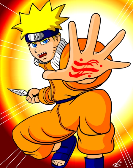 Naruto con il potere del chakra - immagine fanart realizzata da Giangi Pilù 