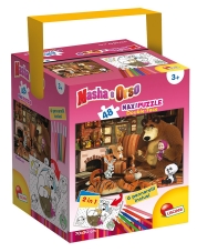 Lisciani 48472 - Masha E Orso In The House Puzzle e Color Fustino Maxi, 48 Pezzi